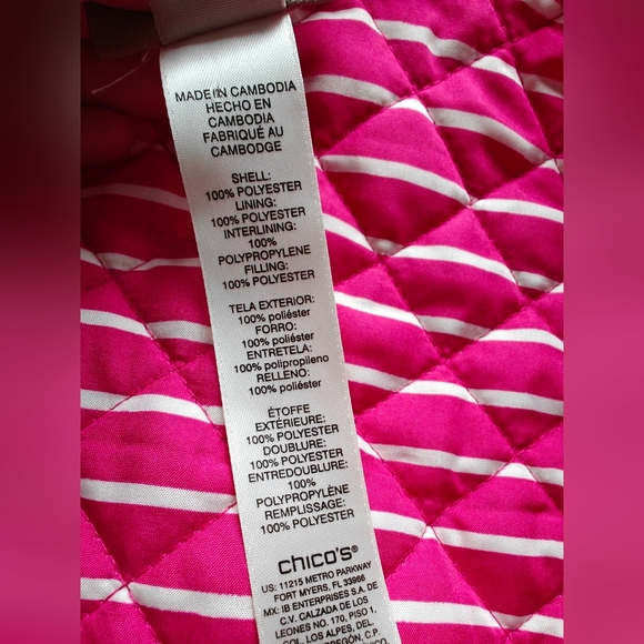 chico's Shocking Pink and Stripe Reversible Vest 2 - Picture 5 of 6